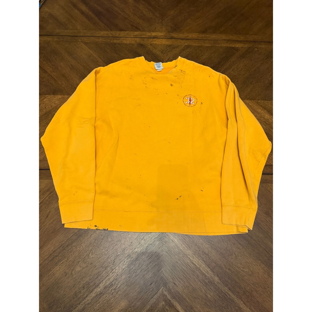 Old Navy Mens XL Yellow‎ Shore Surf Competition Crewneck Sweatshirt Distressed